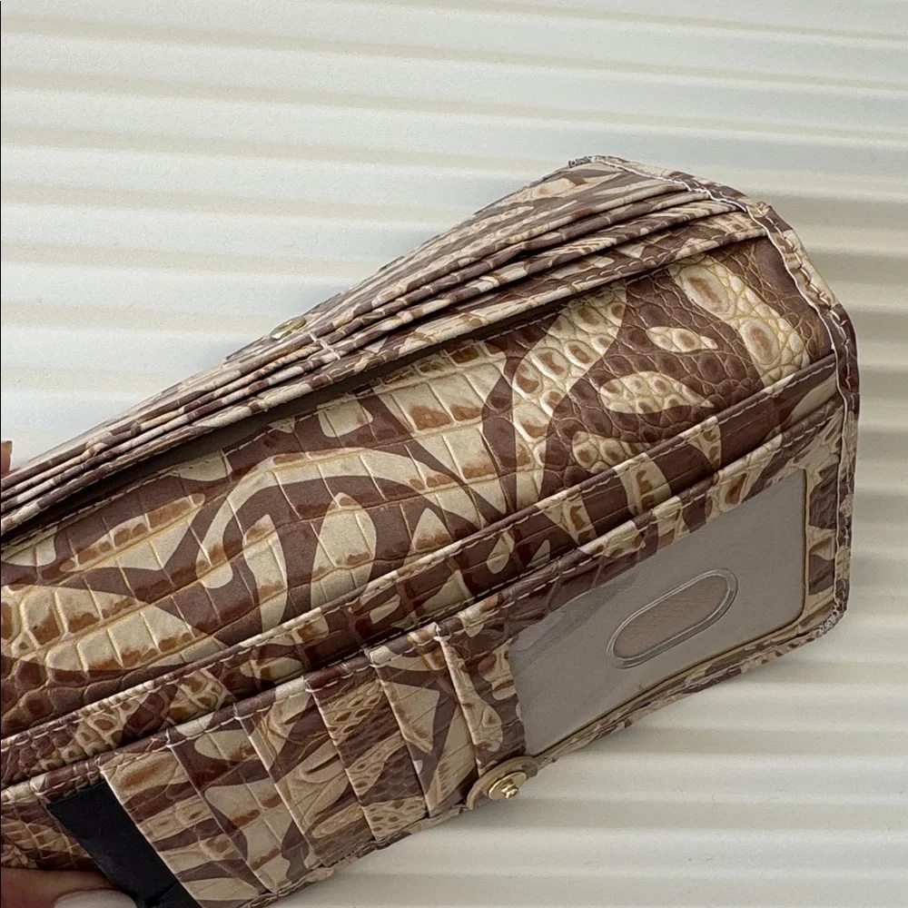 Brahmin Ady Wallet Stepping Stone Melbourne ID Genuine Leather Croc Embo Tan